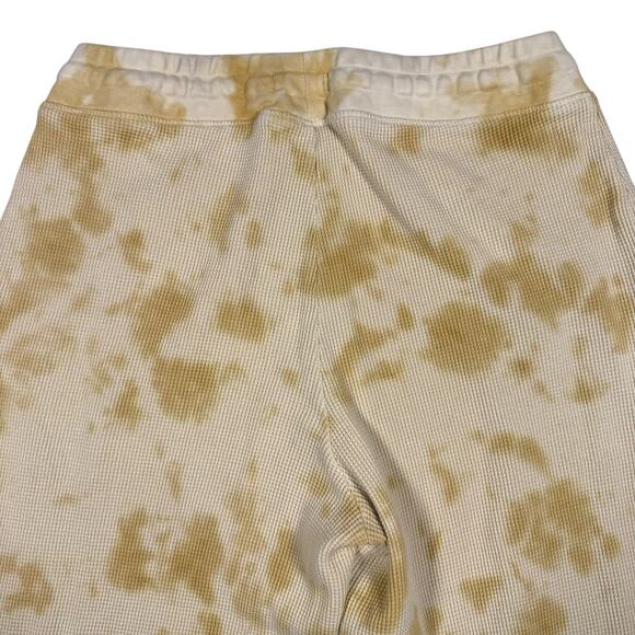 Toad&Co Women's Organic Wide Leg Cropped Yellow Tie Dyed Waffle Pants - Large - Picture 6 of 8